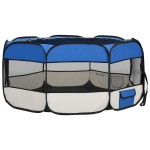 vidaXL Țarc câini pliabil cu sac de transport, albastru, 145x145x61 cm