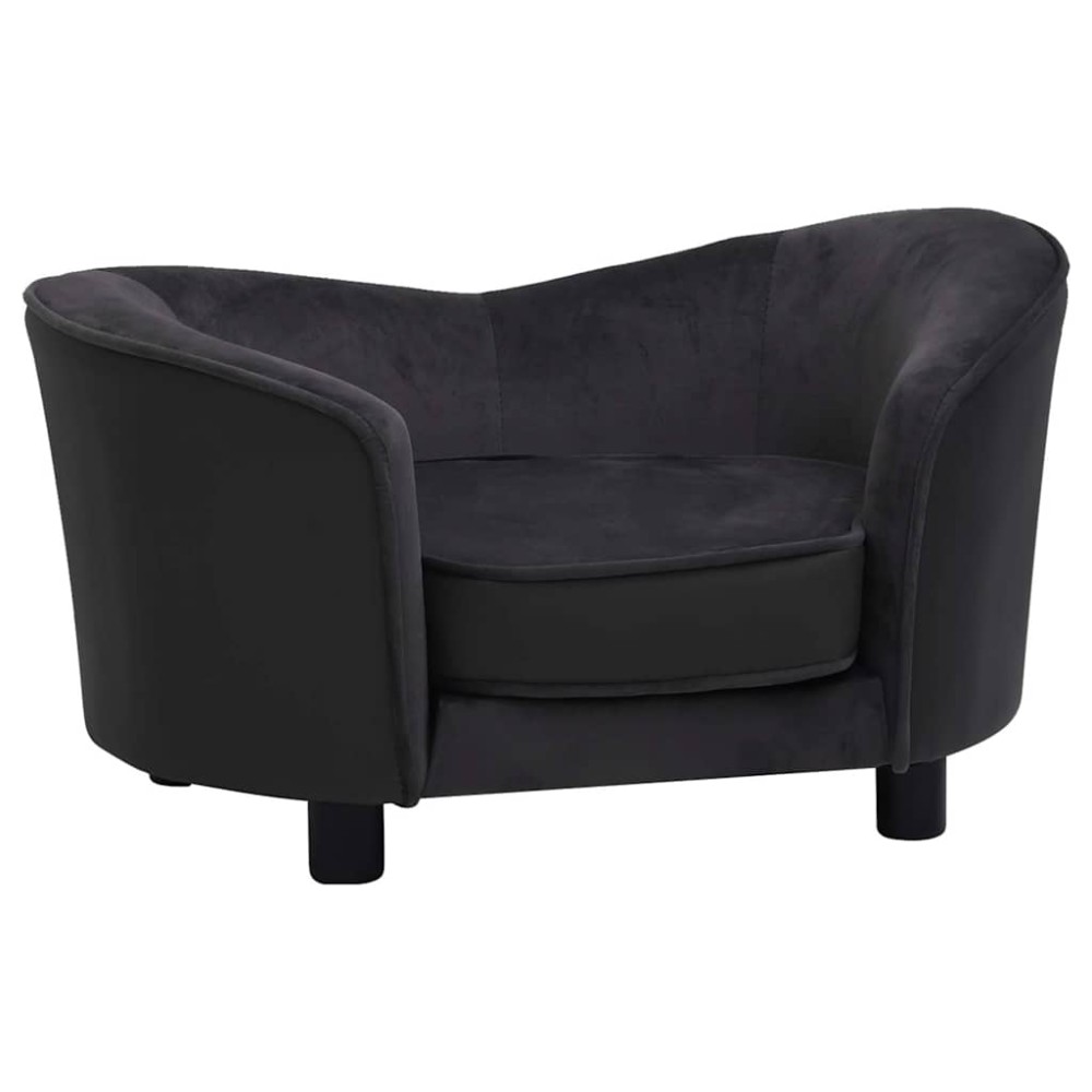 vidaXL Canapea pentru câini negru 69x49x40 cm, pluș/piele ecologică