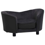 vidaXL Canapea pentru câini negru 69x49x40 cm, pluș/piele ecologică vidaXL Canapea pentru câini negru 69x49x40 cm, pluș/piele ecologică