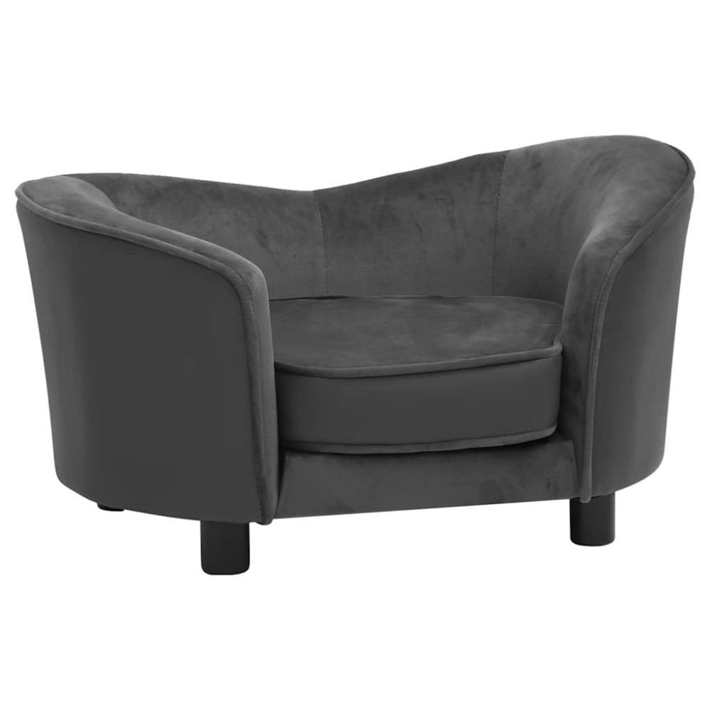 vidaXL Canapea de câini gri închis 69x49x40 cm, pluș/piele ecologică