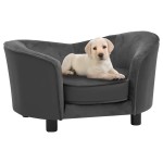 vidaXL Canapea de câini gri închis 69x49x40 cm, pluș/piele ecologică vidaXL Canapea de câini gri închis 69x49x40 cm, pluș/piele ecologică