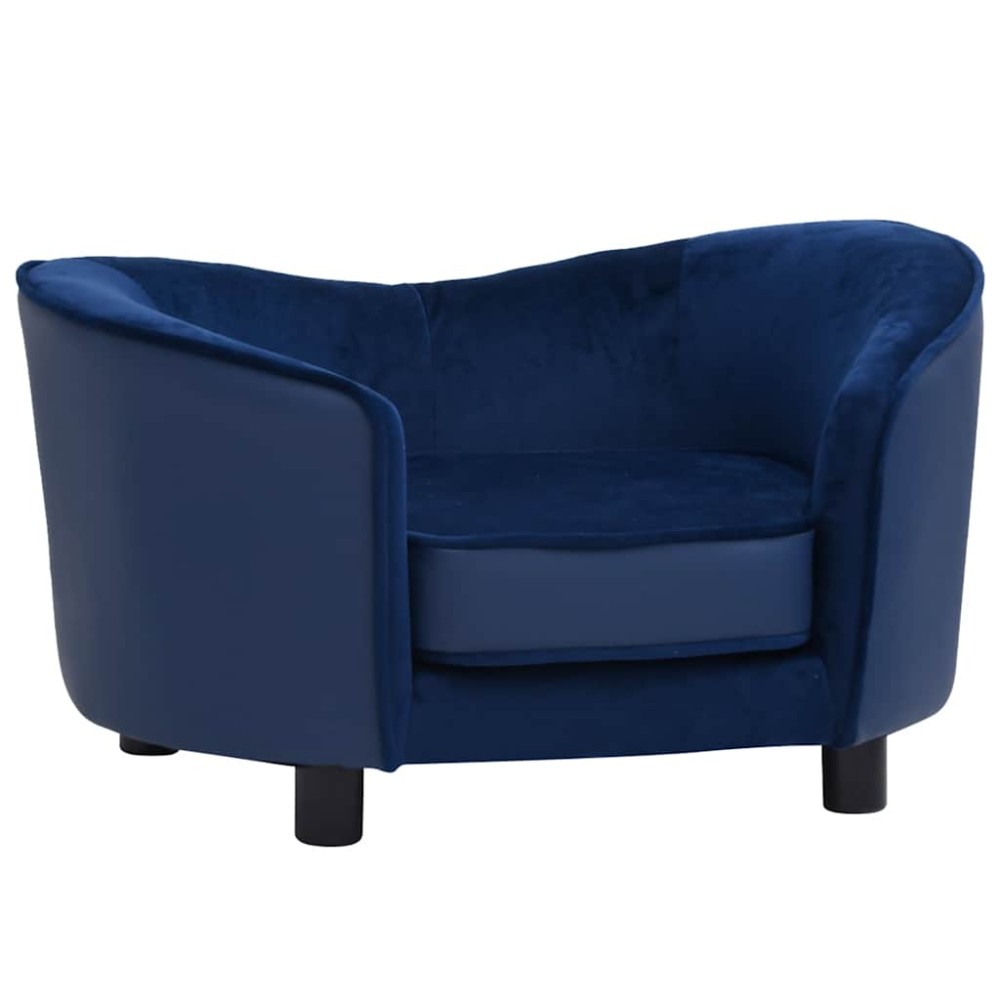 vidaXL Canapea pentru câini albastru 69x49x40 cm, pluș/piele ecologică