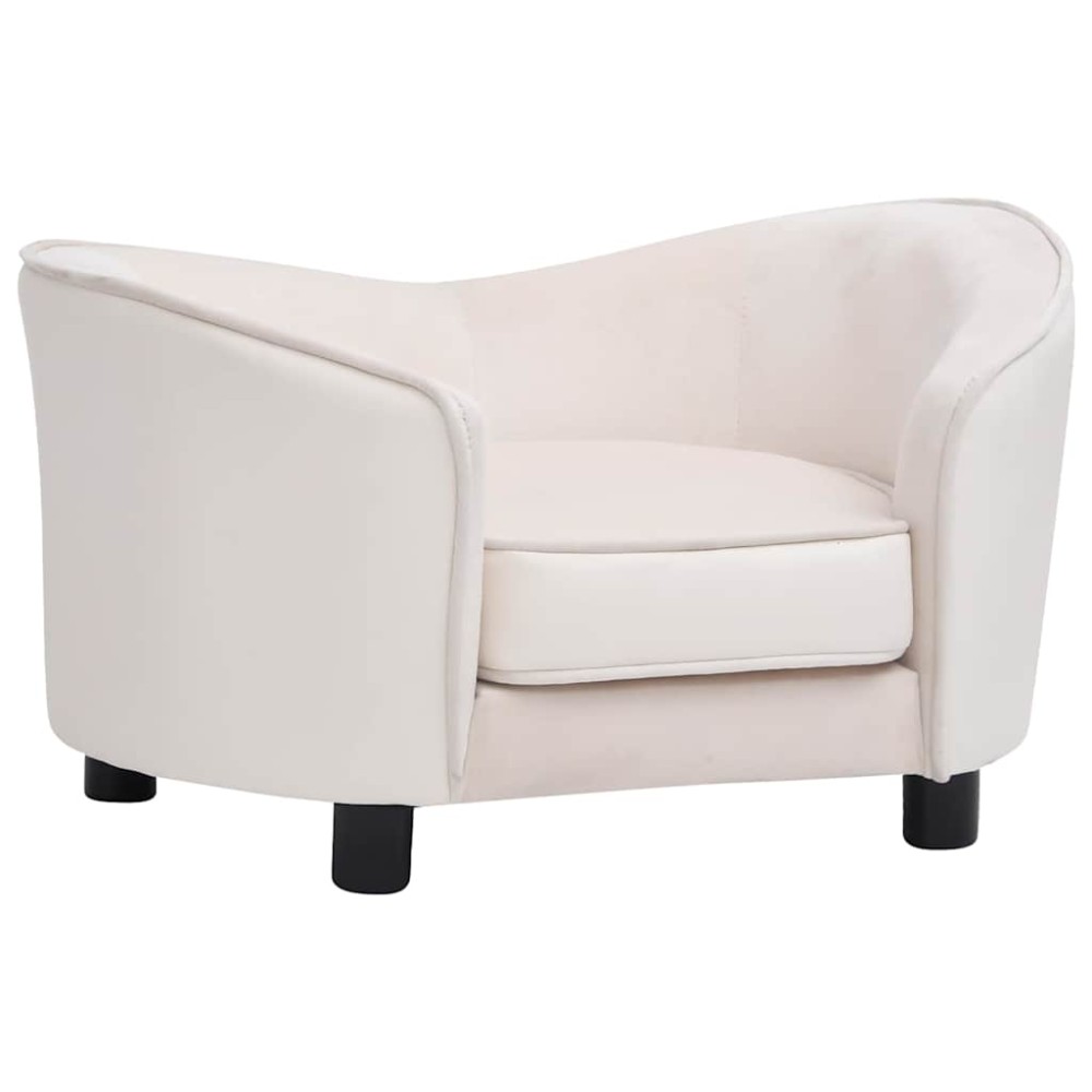 vidaXL Canapea pentru câini crem 69x49x40 cm, pluș/piele ecologică