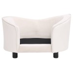 vidaXL Canapea pentru câini crem 69x49x40 cm, pluș/piele ecologică vidaXL Canapea pentru câini crem 69x49x40 cm, pluș/piele ecologică