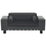 vidaXL Canapea câini, gri închis, 81x43x31 cm, pluș/piele ecologică vidaXL Canapea câini, gri închis, 81x43x31 cm, pluș/piele ecologică