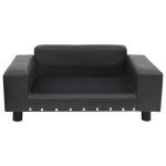 vidaXL Canapea câini, gri închis, 81x43x31 cm, pluș/piele ecologică vidaXL Canapea câini, gri închis, 81x43x31 cm, pluș/piele ecologică