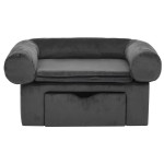 vidaXL Canapea pentru câini cu sertar, gri închis, 75x50x38 cm, pluș vidaXL Canapea pentru câini cu sertar, gri închis, 75x50x38 cm, pluș