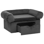 vidaXL Canapea pentru câini cu sertar, gri închis, 75x50x38 cm, pluș vidaXL Canapea pentru câini cu sertar, gri închis, 75x50x38 cm, pluș