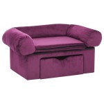 vidaXL Canapea pentru câini, cu sertar, vișiniu, 75x50x38 cm, pluș vidaXL Canapea pentru câini, cu sertar, vișiniu, 75x50x38 cm, pluș