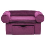 vidaXL Canapea pentru câini, cu sertar, vișiniu, 75x50x38 cm, pluș vidaXL Canapea pentru câini, cu sertar, vișiniu, 75x50x38 cm, pluș