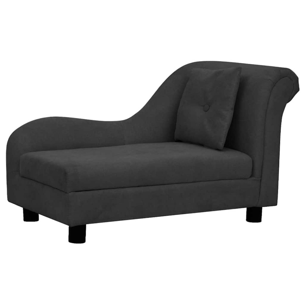 vidaXL Canapea pentru câini cu pernă, negru, 83x44x44 cm, pluș