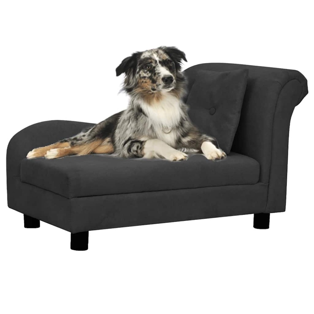 vidaXL Canapea pentru câini cu pernă, negru, 83x44x44 cm, pluș