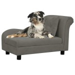 vidaXL Canapea pentru câini cu pernă, gri închis, 83x44x44 cm, pluș vidaXL Canapea pentru câini cu pernă, gri închis, 83x44x44 cm, pluș