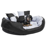 vidaXL Pernă reversibilă și lavabilă câini, gri și negru, 85x70x20 cm vidaXL Pernă reversibilă și lavabilă câini, gri și negru, 85x70x20 cm