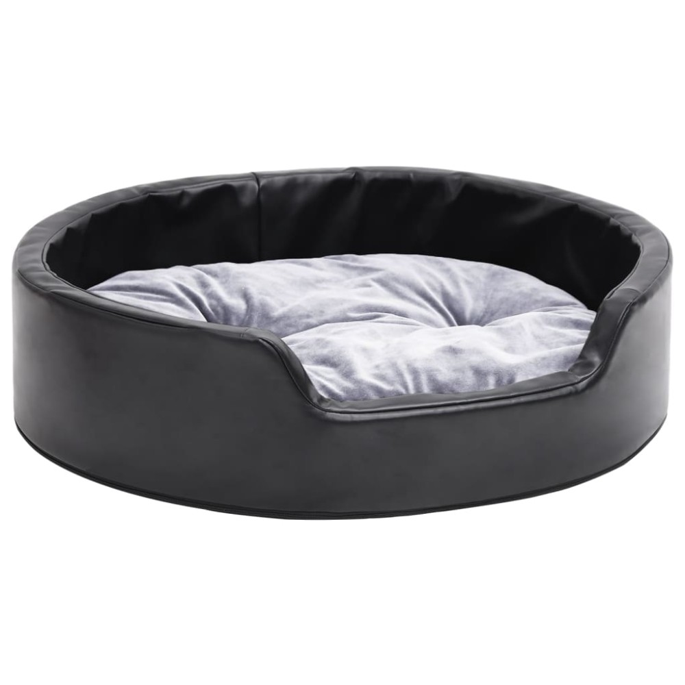 vidaXL Pat pentru câini, negru/gri, 69x59x19 cm, pluș/piele ecologică