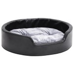vidaXL Pat pentru câini, negru/gri, 69x59x19 cm, pluș/piele ecologică vidaXL Pat pentru câini, negru/gri, 69x59x19 cm, pluș/piele ecologică