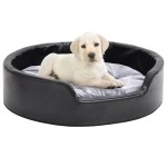 vidaXL Pat pentru câini, negru/gri, 69x59x19 cm, pluș/piele ecologică vidaXL Pat pentru câini, negru/gri, 69x59x19 cm, pluș/piele ecologică