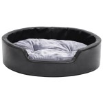 vidaXL Pat pentru câini, negru/gri, 69x59x19 cm, pluș/piele ecologică vidaXL Pat pentru câini, negru/gri, 69x59x19 cm, pluș/piele ecologică