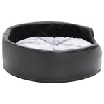 vidaXL Pat pentru câini, negru/gri, 69x59x19 cm, pluș/piele ecologică vidaXL Pat pentru câini, negru/gri, 69x59x19 cm, pluș/piele ecologică