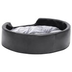 vidaXL Pat pentru câini, negru/gri, 69x59x19 cm, pluș/piele ecologică vidaXL Pat pentru câini, negru/gri, 69x59x19 cm, pluș/piele ecologică