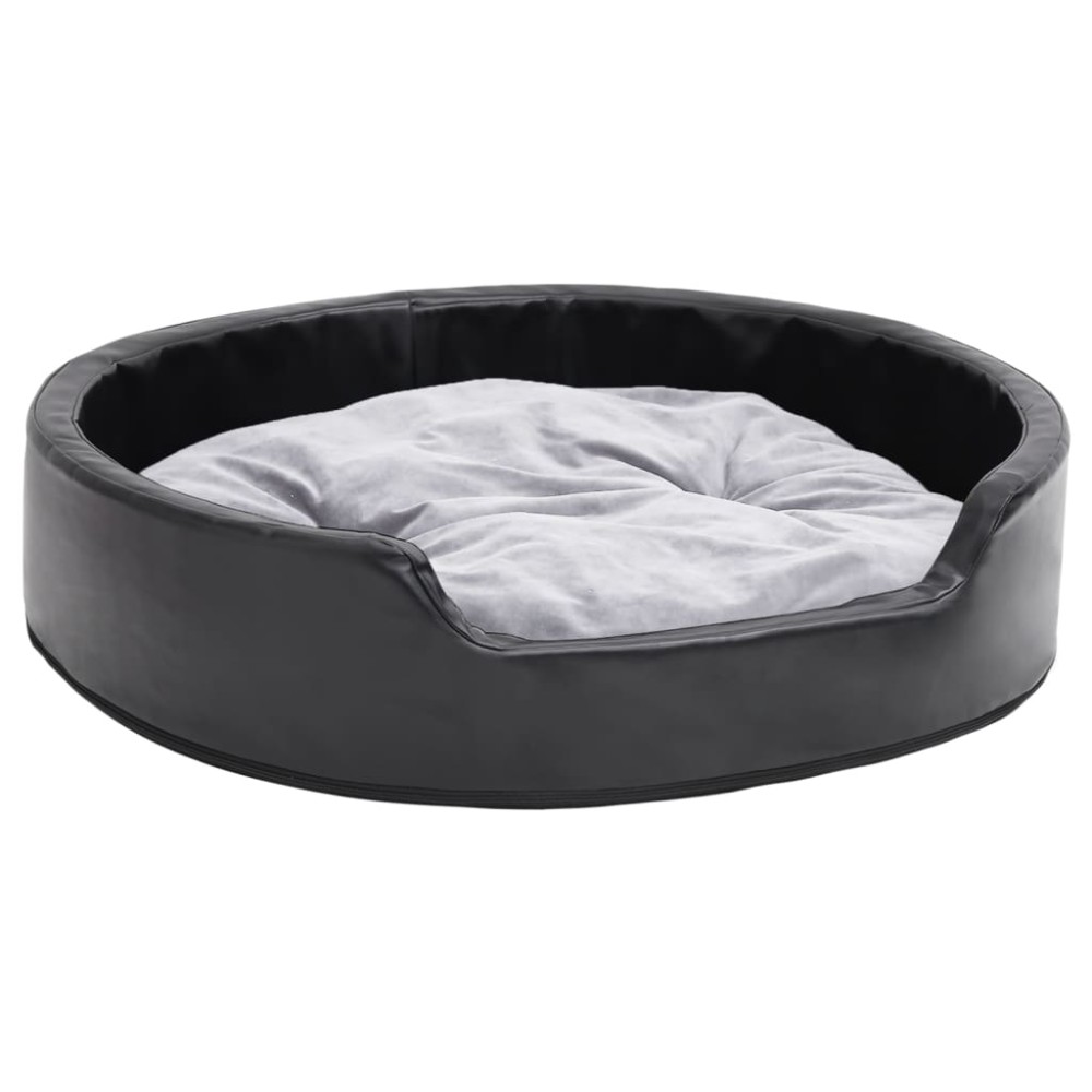 vidaXL Pat pentru câini, negru/gri, 79x70x19 cm, pluș/piele ecologică
