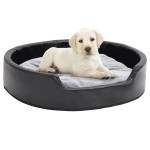 vidaXL Pat pentru câini, negru/gri, 79x70x19 cm, pluș/piele ecologică vidaXL Pat pentru câini, negru/gri, 79x70x19 cm, pluș/piele ecologică