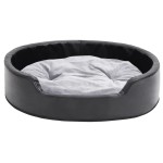 vidaXL Pat pentru câini, negru/gri, 79x70x19 cm, pluș/piele ecologică vidaXL Pat pentru câini, negru/gri, 79x70x19 cm, pluș/piele ecologică