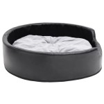 vidaXL Pat pentru câini, negru/gri, 79x70x19 cm, pluș/piele ecologică vidaXL Pat pentru câini, negru/gri, 79x70x19 cm, pluș/piele ecologică