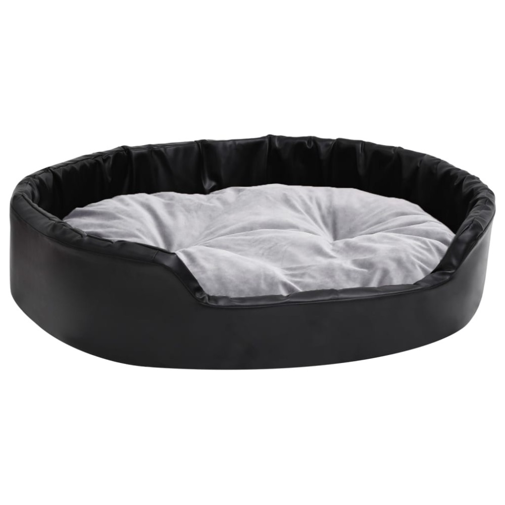 vidaXL Pat pentru câini, negru/gri, 90x79x20 cm, pluș/piele ecologică
