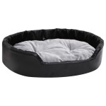 vidaXL Pat pentru câini, negru/gri, 90x79x20 cm, pluș/piele ecologică vidaXL Pat pentru câini, negru/gri, 90x79x20 cm, pluș/piele ecologică