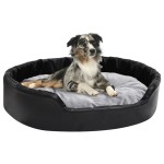 vidaXL Pat pentru câini, negru/gri, 90x79x20 cm, pluș/piele ecologică vidaXL Pat pentru câini, negru/gri, 90x79x20 cm, pluș/piele ecologică