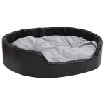 vidaXL Pat pentru câini, negru/gri, 99x89x21 cm, pluș/piele ecologică vidaXL Pat pentru câini, negru/gri, 99x89x21 cm, pluș/piele ecologică