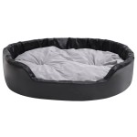 vidaXL Pat pentru câini, negru/gri, 99x89x21 cm, pluș/piele ecologică vidaXL Pat pentru câini, negru/gri, 99x89x21 cm, pluș/piele ecologică