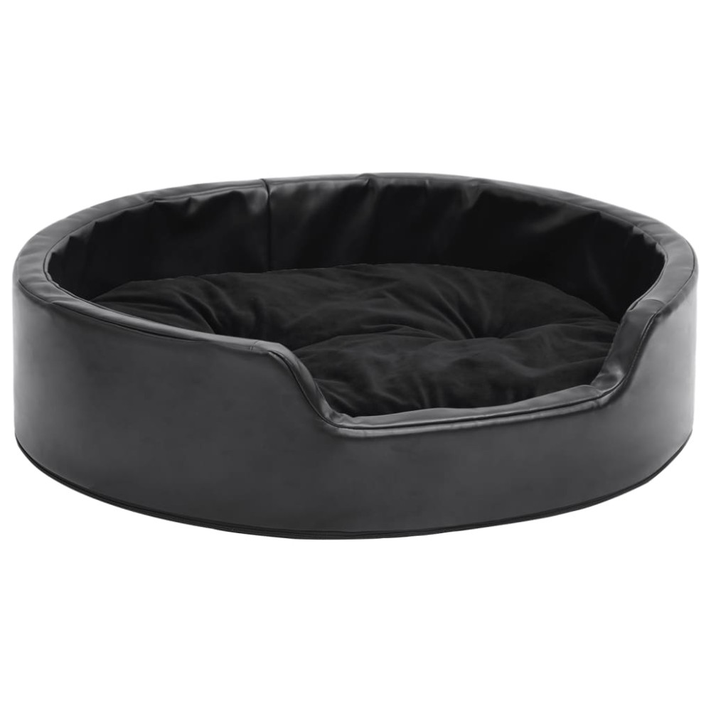 vidaXL Pat pentru câini, negru, 69x59x19 cm, pluș/piele ecologică