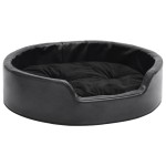vidaXL Pat pentru câini, negru, 69x59x19 cm, pluș/piele ecologică vidaXL Pat pentru câini, negru, 69x59x19 cm, pluș/piele ecologică
