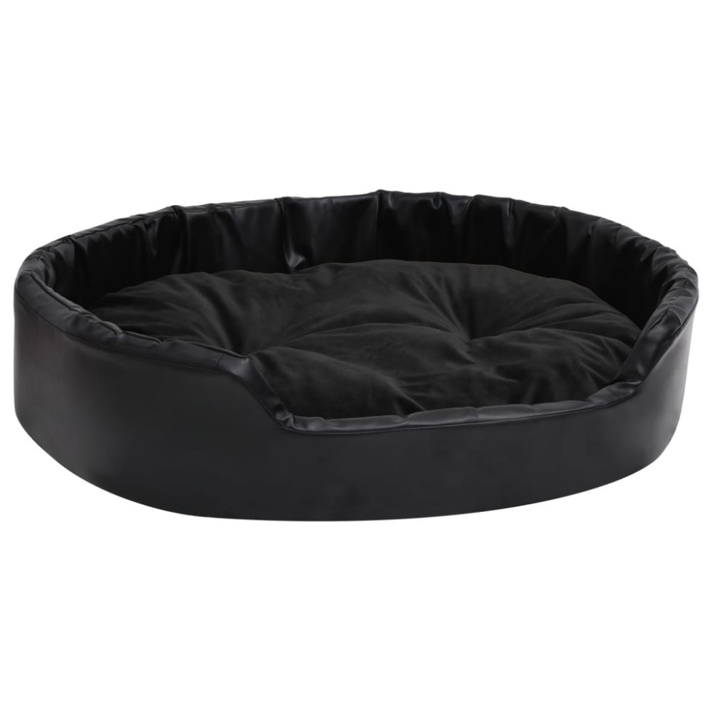 vidaXL Pat pentru câini, negru, 90x79x20 cm, pluș/piele ecologică