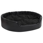 vidaXL Pat pentru câini, negru, 99x89x21 cm, pluș/piele ecologică