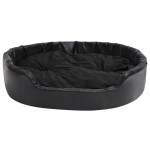 vidaXL Pat pentru câini, negru, 99x89x21 cm, pluș/piele ecologică