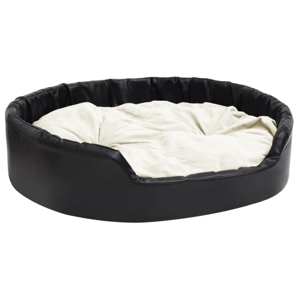 vidaXL Pat pentru câini, negru/bej, 99x89x21 cm, pluș/piele ecologică