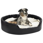 vidaXL Pat pentru câini, negru/bej, 99x89x21 cm, pluș/piele ecologică vidaXL Pat pentru câini, negru/bej, 99x89x21 cm, pluș/piele ecologică