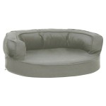 vidaXL Saltea ergonomică pat de câini, 60x42 cm, gri, aspect de in vidaXL Saltea ergonomică pat de câini, 60x42 cm, gri, aspect de in