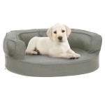 vidaXL Saltea ergonomică pat de câini, 60x42 cm, gri, aspect de in vidaXL Saltea ergonomică pat de câini, 60x42 cm, gri, aspect de in