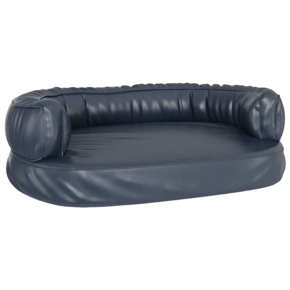 vidaXL Pat pentru câini spumă ergonomică albastru 60x42 cm piele eco