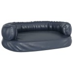 vidaXL Pat pentru câini spumă ergonomică albastru 60x42 cm piele eco