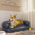 vidaXL Pat de câini, spumă ergonomică, albastru, 75x53 cm, piele eco vidaXL Pat de câini, spumă ergonomică, albastru, 75x53 cm, piele eco