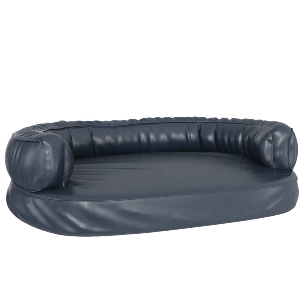 vidaXL Pat de câini, spumă ergonomică, albastru, 88x65 cm, piele eco