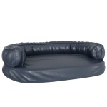 vidaXL Pat de câini, spumă ergonomică, albastru, 88x65 cm, piele eco