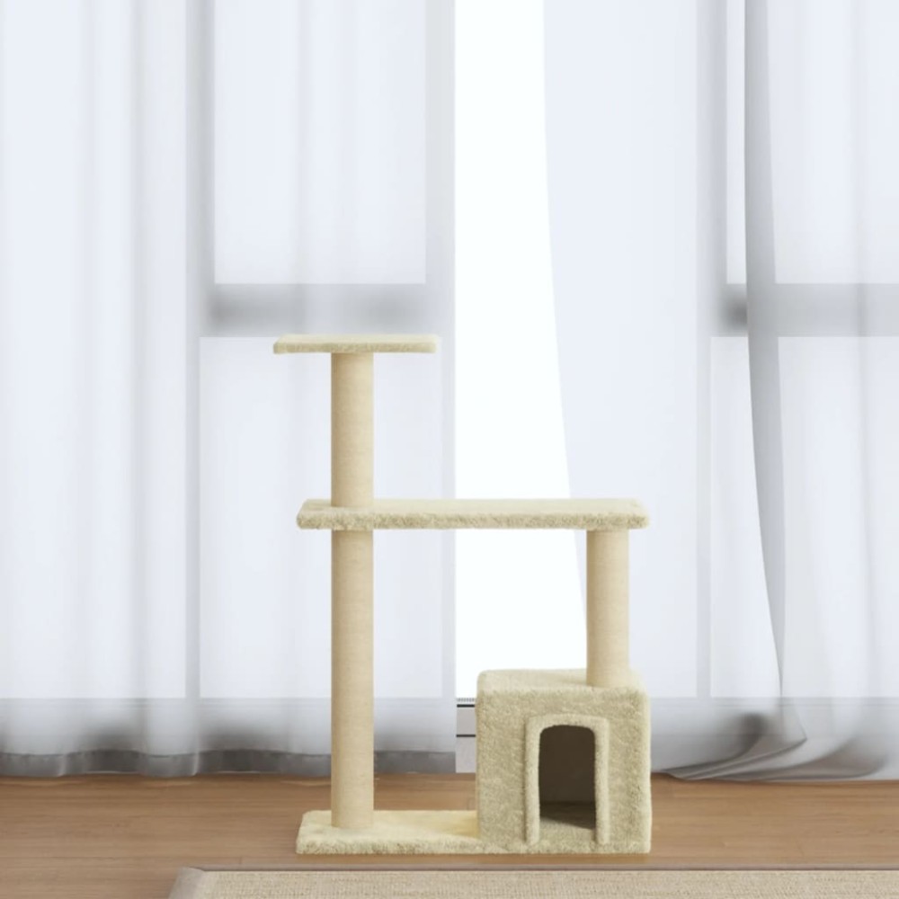 vidaXL Ansamblu pisici cu stâlpi din funie de sisal, crem, 70 cm