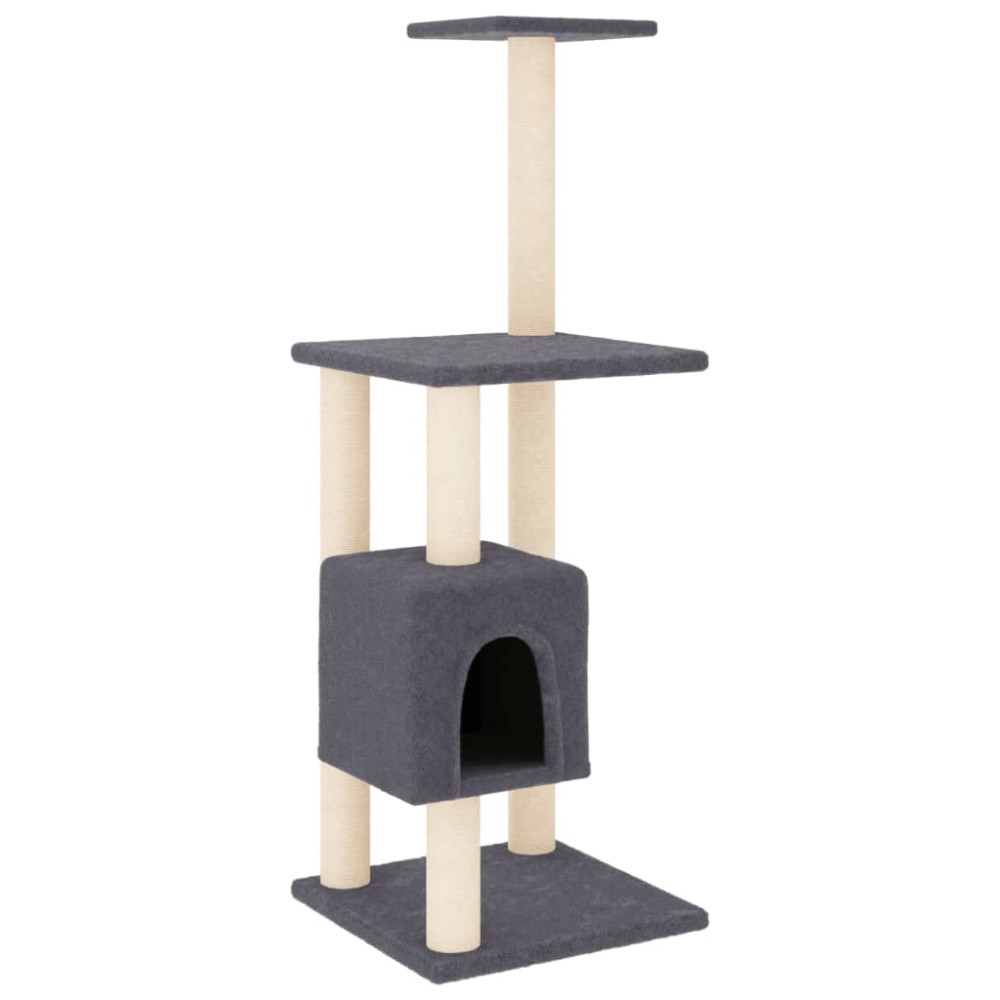 vidaXL Ansamblu pisici cu stâlpi din funie de sisal, gri închis 104 cm