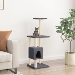 vidaXL Ansamblu pisici cu stâlpi din funie de sisal, gri închis 104 cm vidaXL Ansamblu pisici cu stâlpi din funie de sisal, gri închis 104 cm